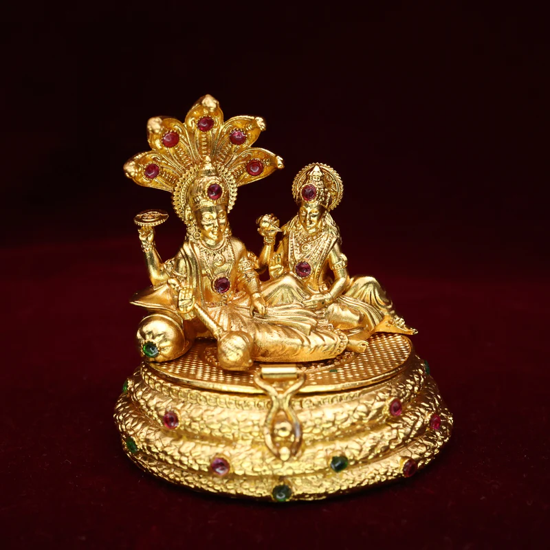 Antique Premium Lord Mahavishnu with Lakshmi Devi Kumkum Box